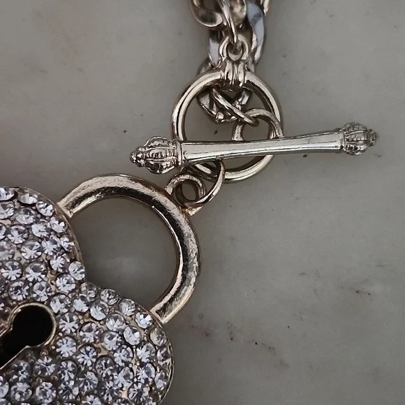 Heart Lock and Key Gold Tone Chain Pendant Necklace - Picture 4 of 16